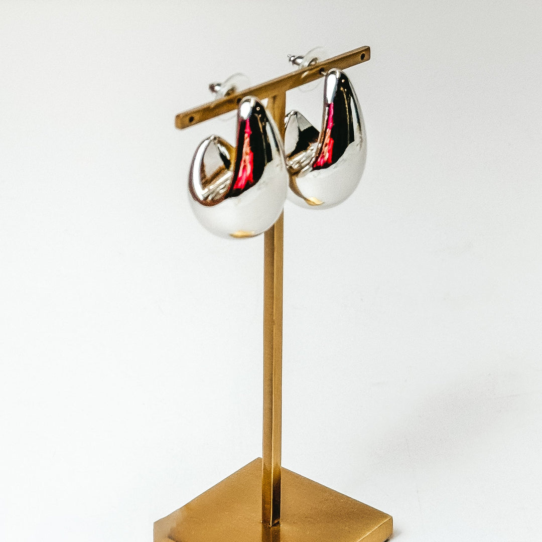 Pink Panache | Medium Raindrop Post Earrings in Silver - Giddy Up Glamour Boutique