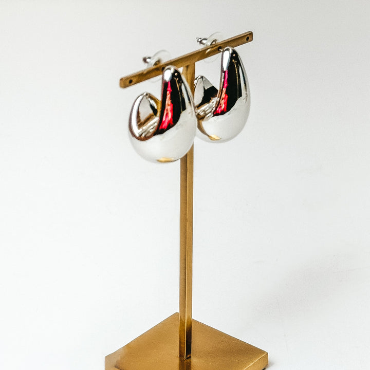 Pink Panache | Medium Raindrop Post Earrings in Silver - Giddy Up Glamour Boutique