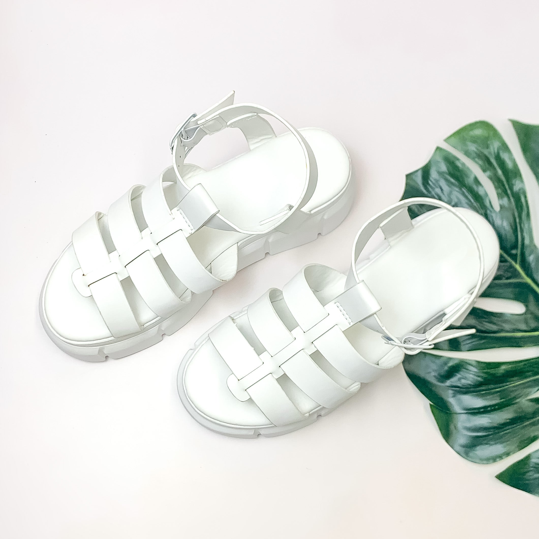 Coconut Cutie Gladiator Platform Sandals in White - Giddy Up Glamour Boutique