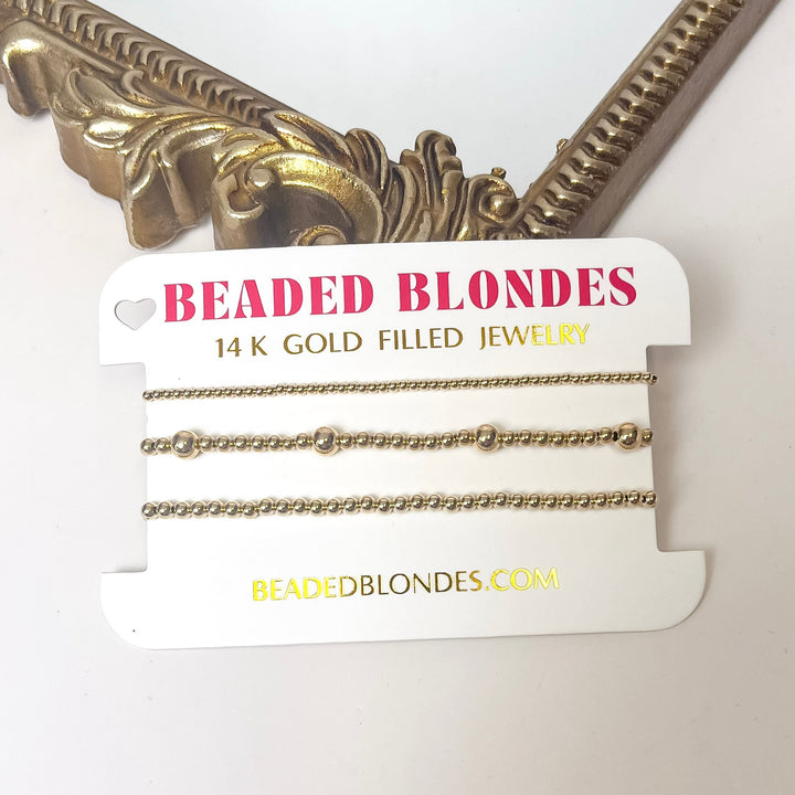Beaded Blondes | Set of Three | Dainty Everyday Bracelet Stack in Gold