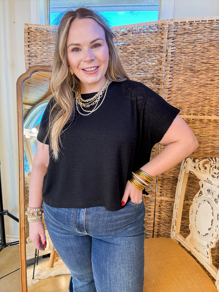 Style Approved Light Weight Cropped Top in Black