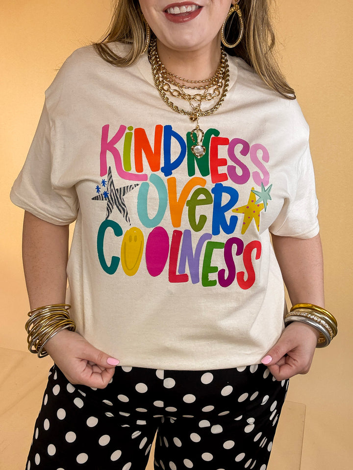 Kindness Over Coolness Short Sleeve Graphic Tee in Natural