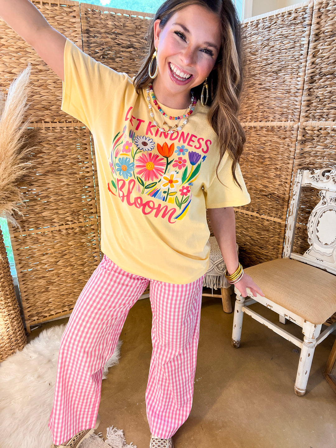 Rooted in Kindness "Let Kindness Bloom" Short Sleeve Graphic Tee in Butter Yellow