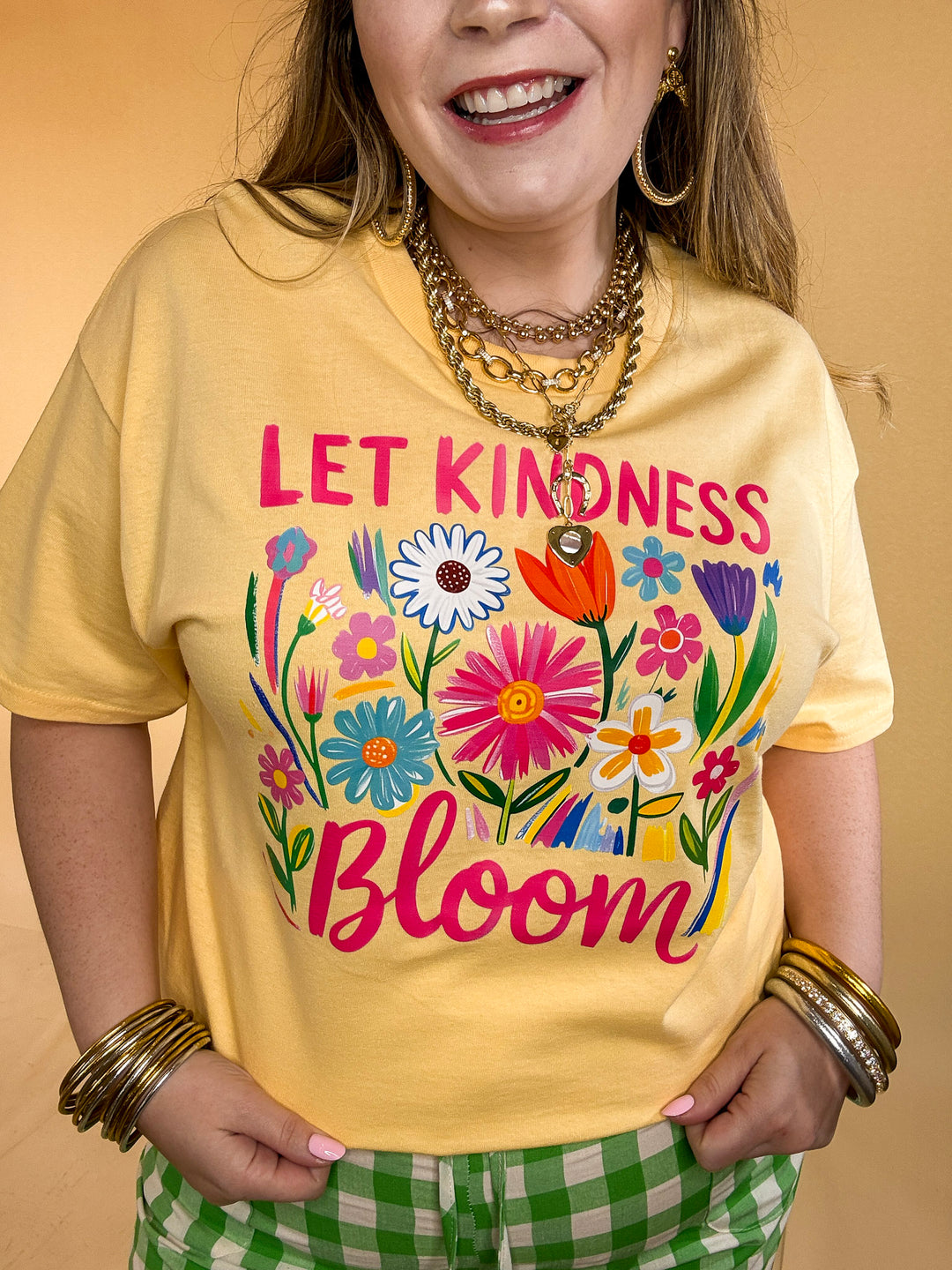 Rooted in Kindness "Let Kindness Bloom" Short Sleeve Graphic Tee in Butter Yellow