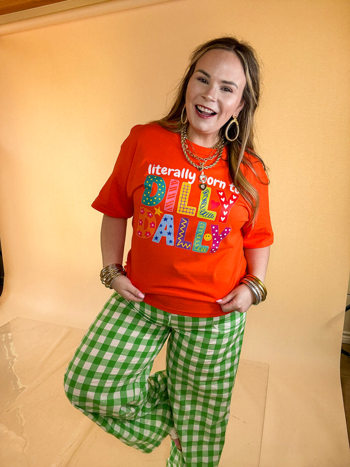 Professionally Distracted Doodle "Literally Born to Dilly Dally" Short  Sleeve Graphic Tee in Orange