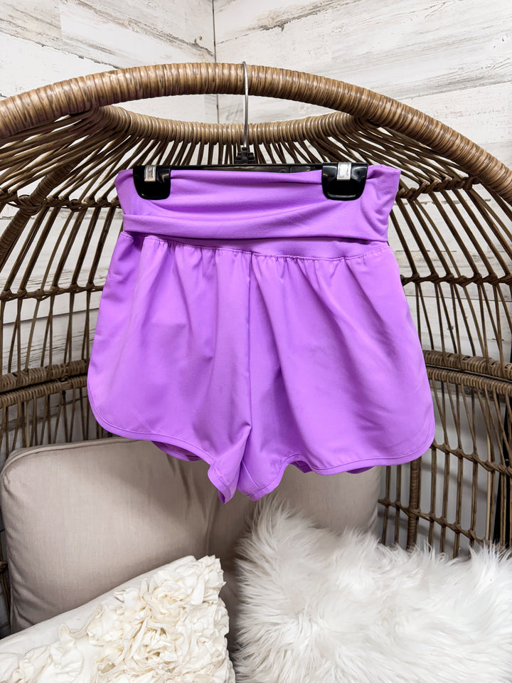 Running Laps Fold-Over High Waist Wind Shorts in Multiple Color Options