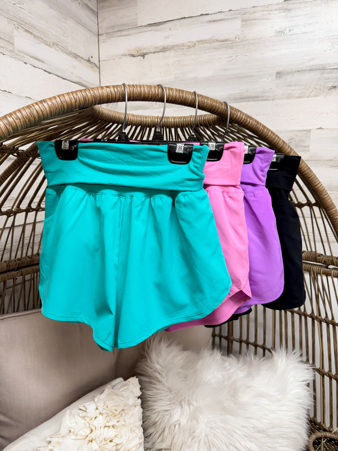 Running Laps Fold-Over High Waist Wind Shorts in Multiple Color Options