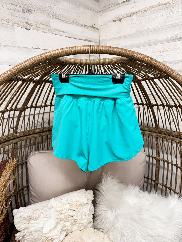 Running Laps Fold-Over High Waist Wind Shorts in Multiple Color Options