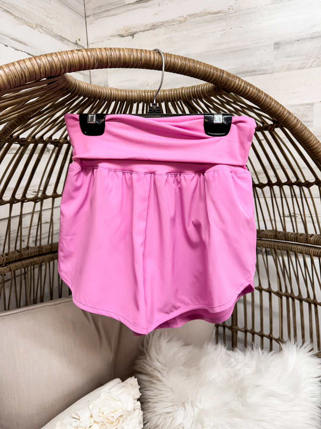 Running Laps Fold-Over High Waist Wind Shorts in Multiple Color Options