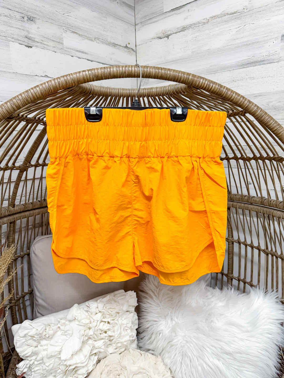 Plus Sizes | Windbreaker Smocked Waistband Shorts in Goldenrod Yellow