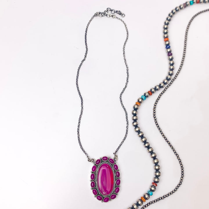 Hada Collection | Handmade Sterling Silver Necklace with Oval Cluster Pendant - Giddy Up Glamour Boutique