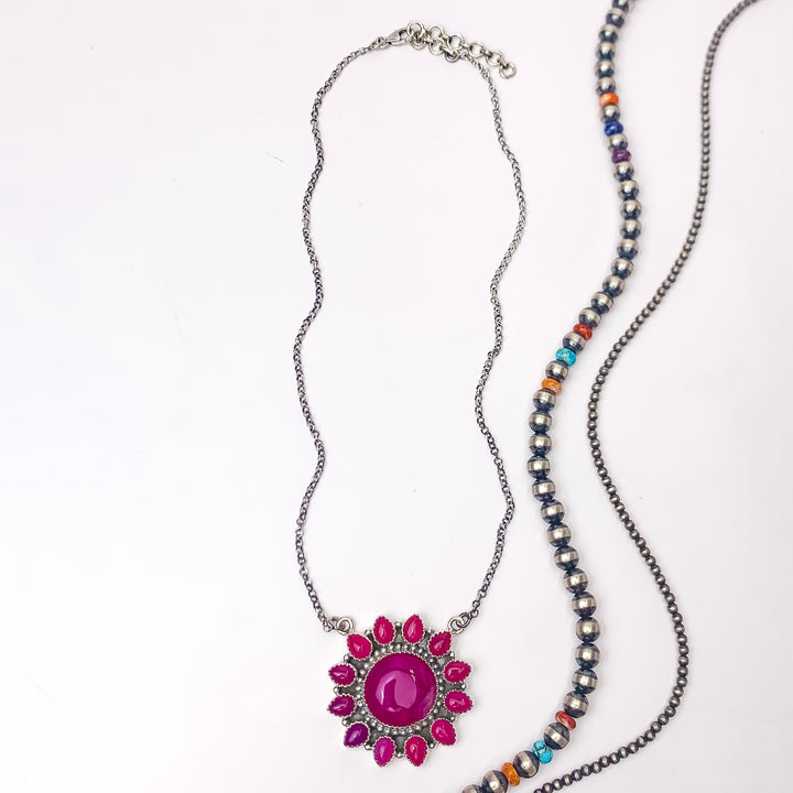 Hada Collection | Handmade Sterling Silver Necklace with Multi Stone Cluster Pendant - Giddy Up Glamour Boutique