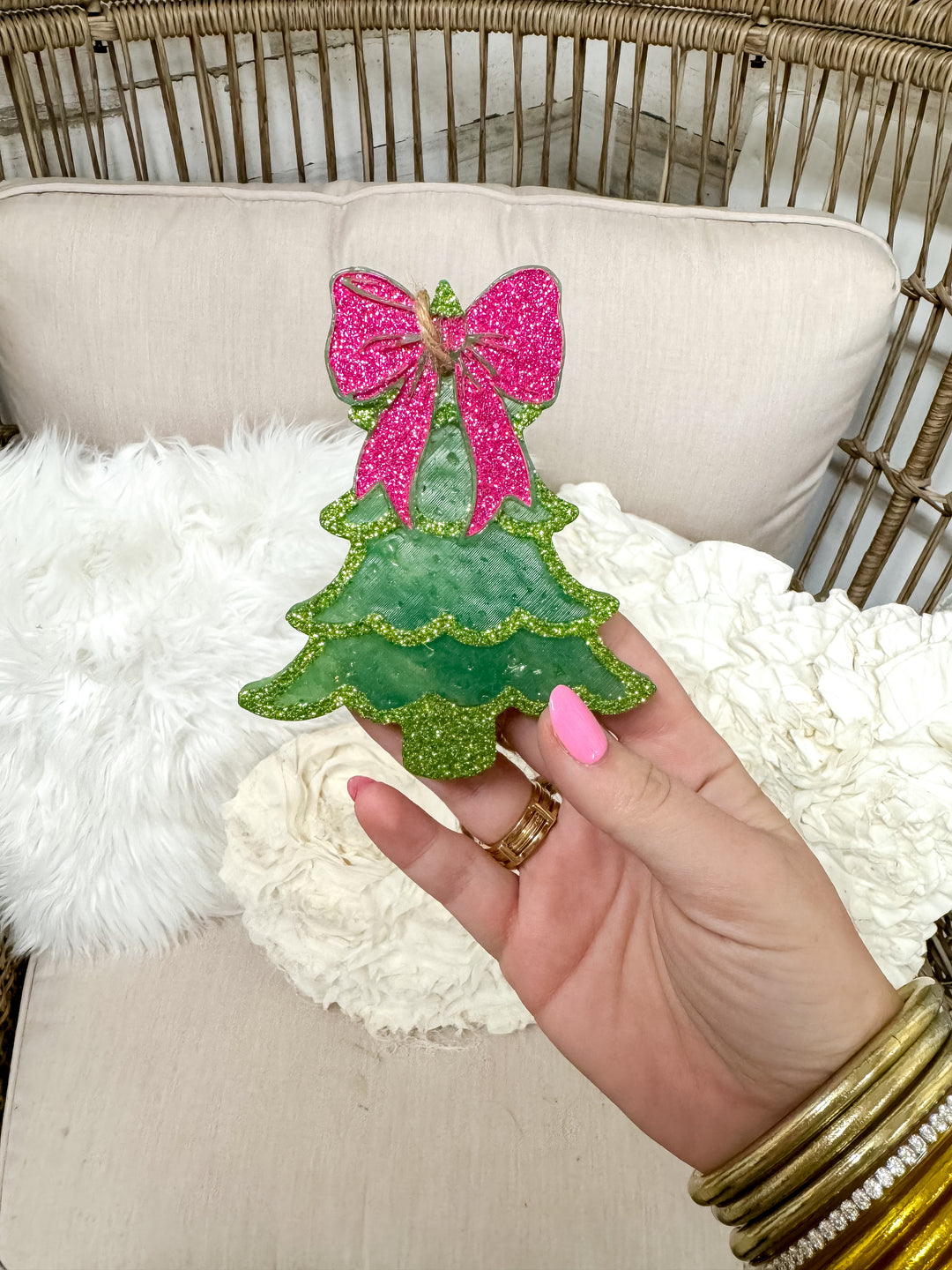 Christmas Tree with Bow Car Freshie in Cowboy Christmas