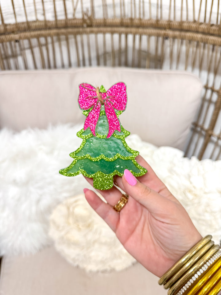 Christmas Tree with Bow Car Freshie in Cowboy Christmas