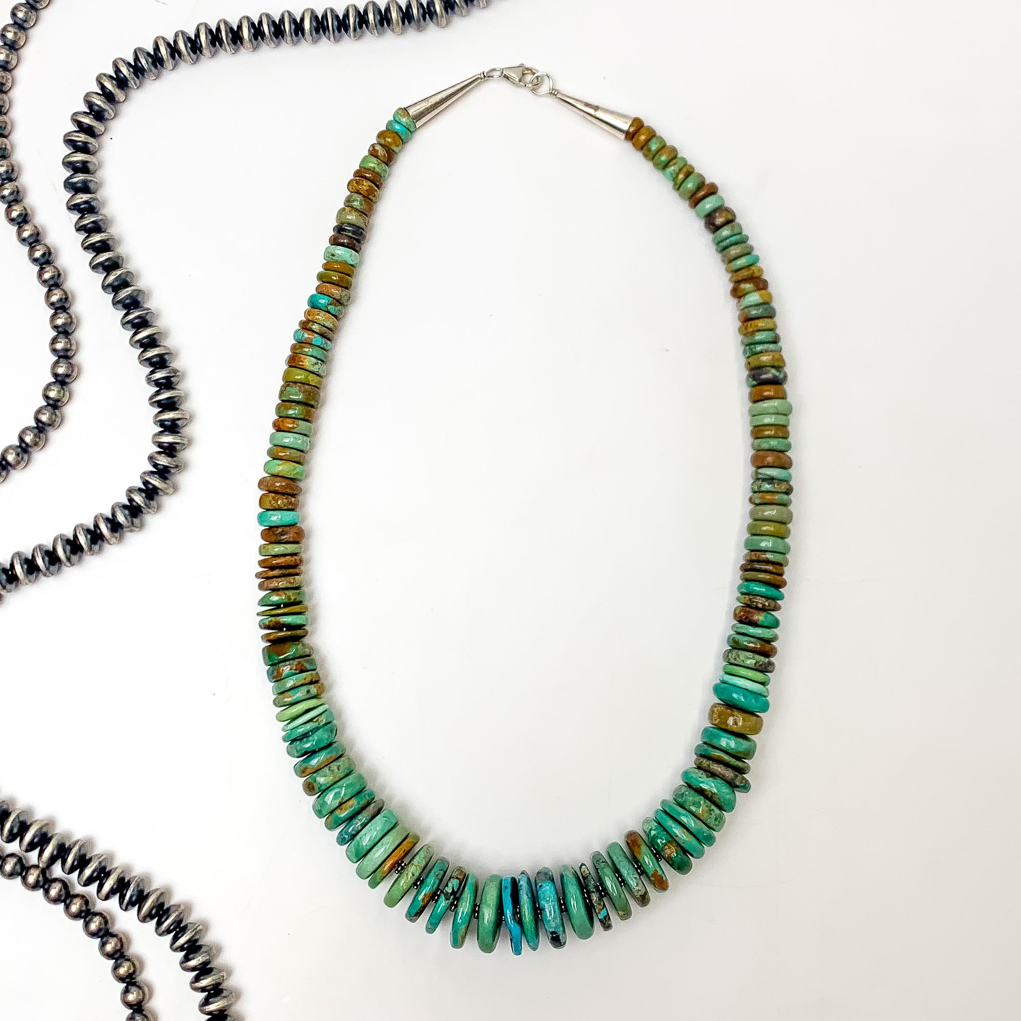Navajo | Navajo Handmade Graduated Turquoise Circle Beaded Stones - Giddy Up Glamour Boutique