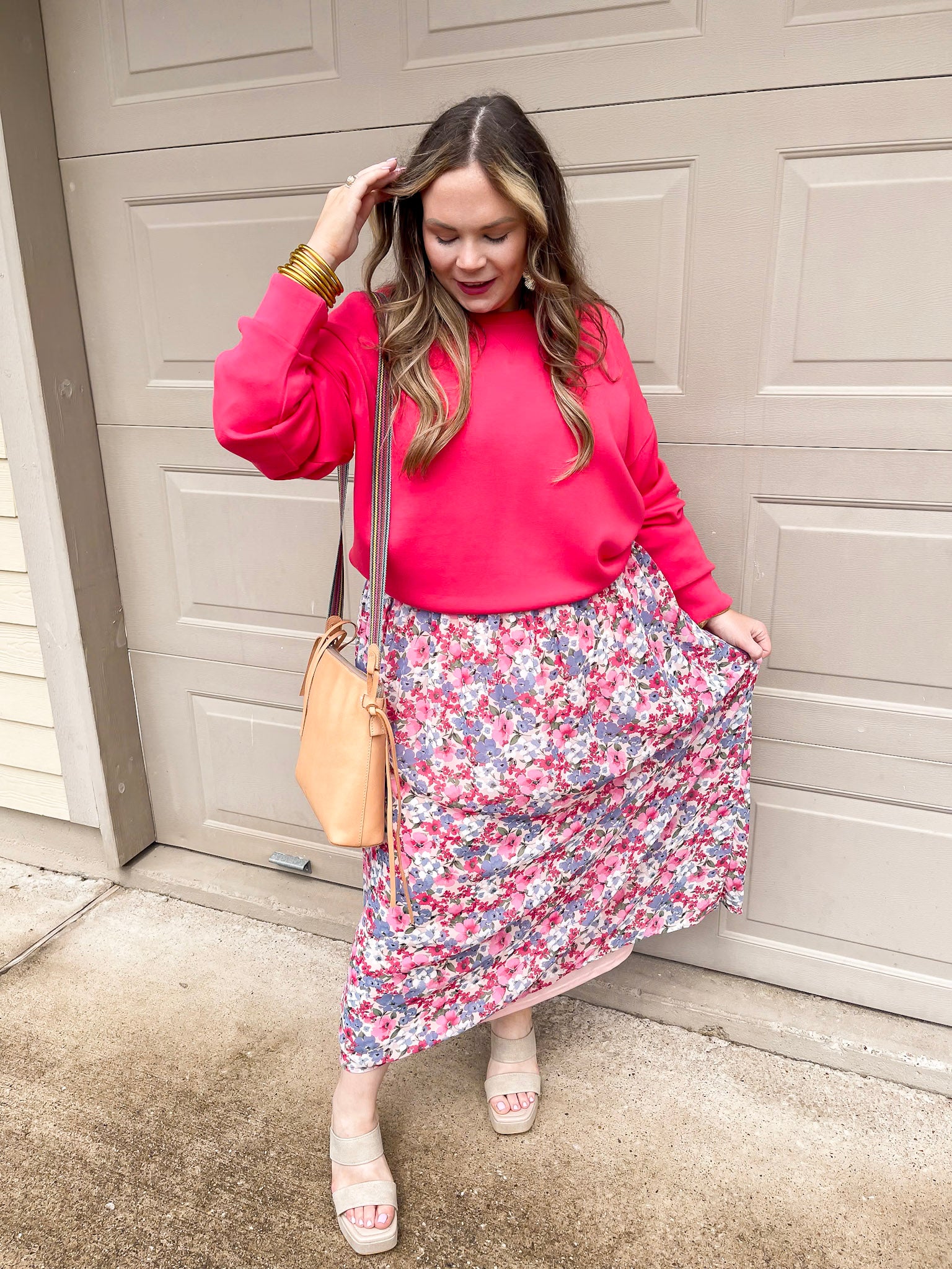 SPANX | AirEssentials Crew Neck Pullover Sweatshirt in Cerise Pink - Giddy Up Glamour Boutique