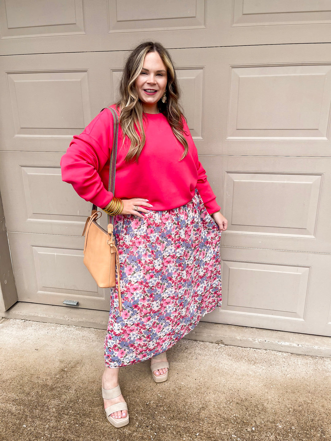 SPANX | AirEssentials Crew Neck Pullover Sweatshirt in Cerise Pink - Giddy Up Glamour Boutique