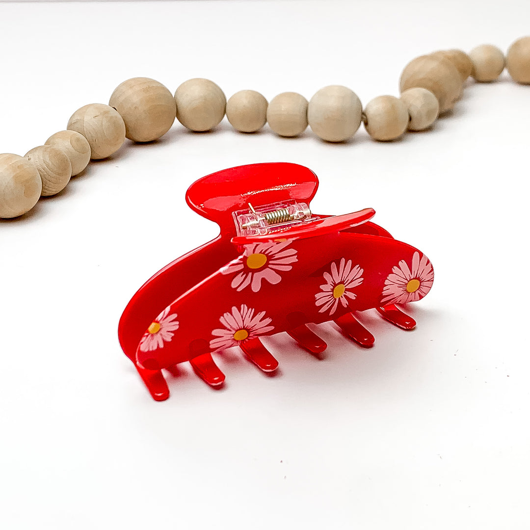 Flower Fields Hair Clip in Red - Giddy Up Glamour Boutique