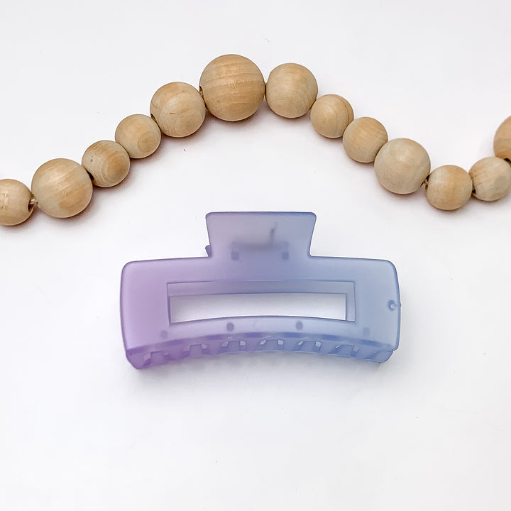 Rainbow Rush Rectangle Claw Clip in Purple and Blue Ombre - Giddy Up Glamour Boutique