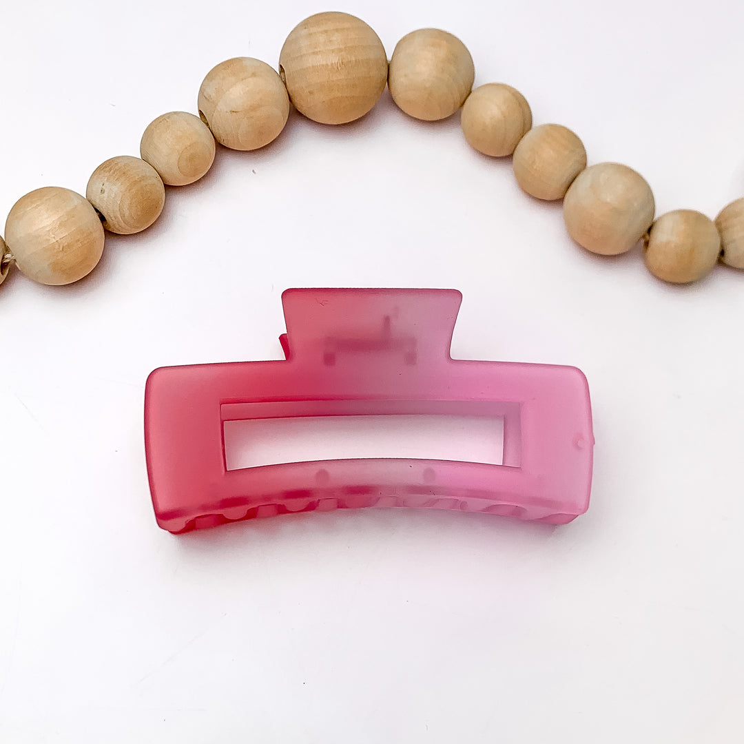 Rainbow Rush Rectangle Claw Clip in Pink and Red Ombre - Giddy Up Glamour Boutique