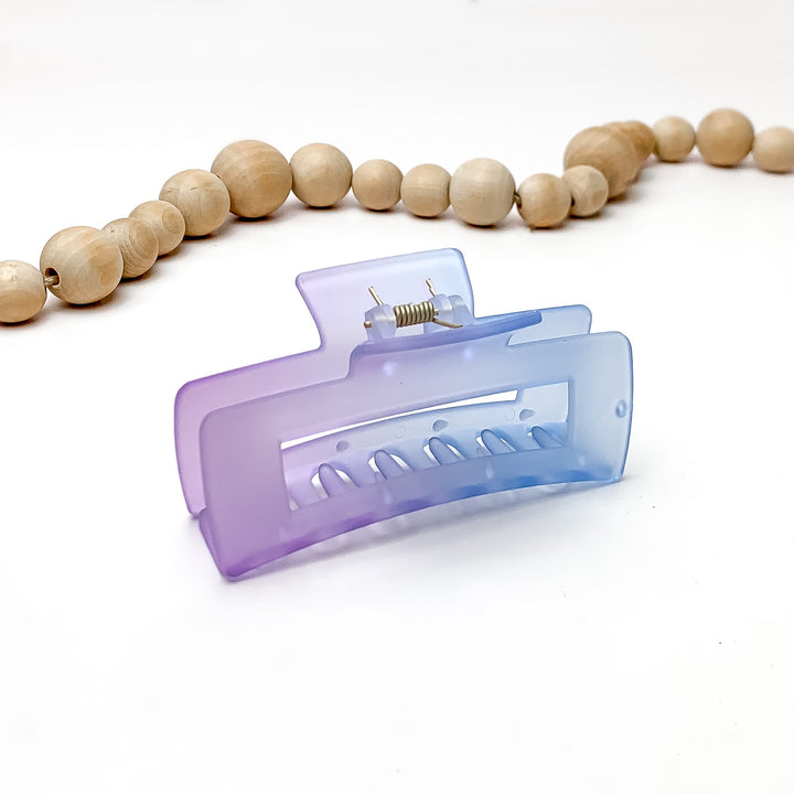 Rainbow Rush Rectangle Claw Clip in Purple and Blue Ombre - Giddy Up Glamour Boutique