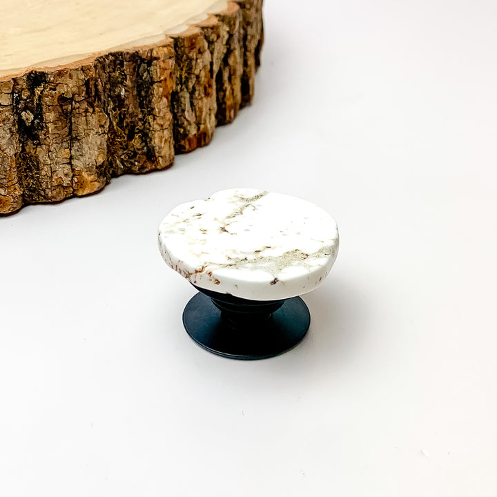 White Marble Slab Circular Phone Grip - Giddy Up Glamour Boutique