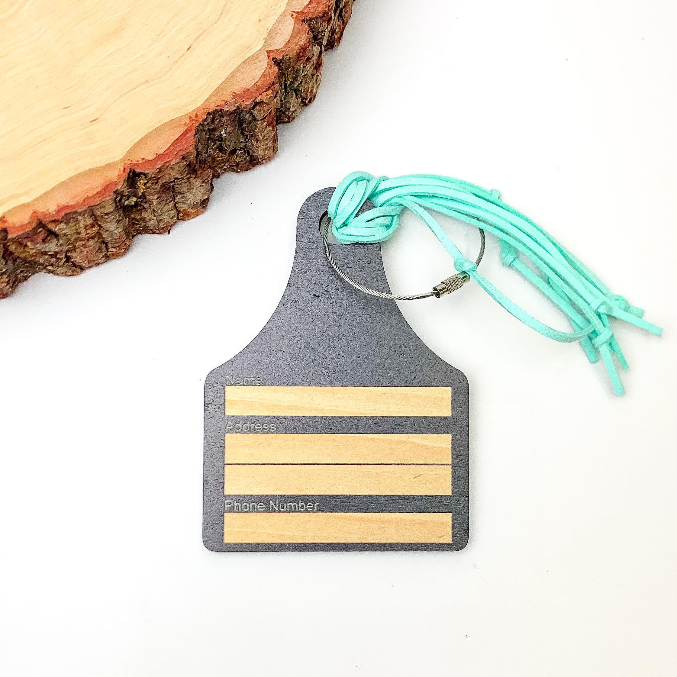 Turquoise Luggage Tag With Cow Picture - Giddy Up Glamour Boutique
