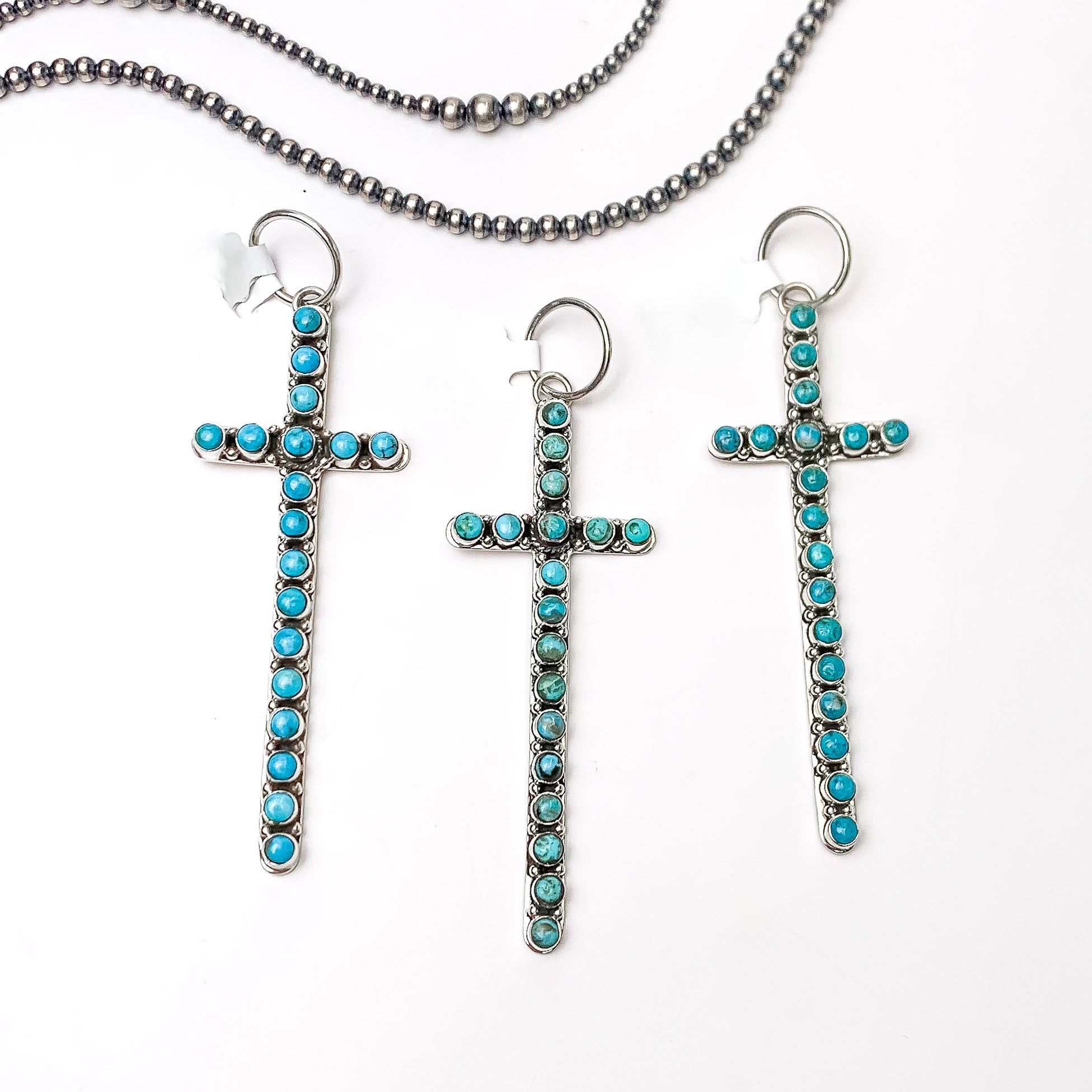HaDa Collection | Sterling Silver and Kingman Turquoise Large Cross Pendant