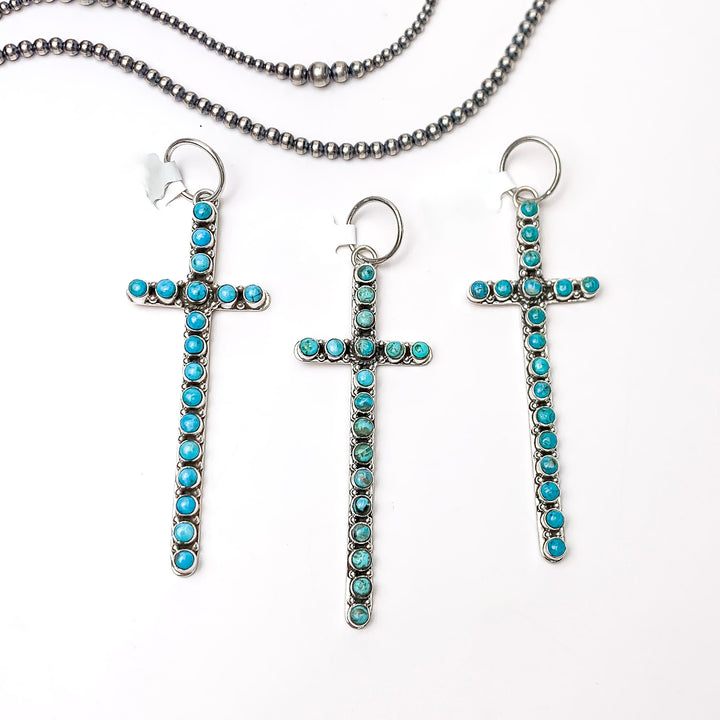 HaDa Collection | Sterling Silver and Kingman Turquoise Large Cross Pendant - Giddy Up Glamour Boutique