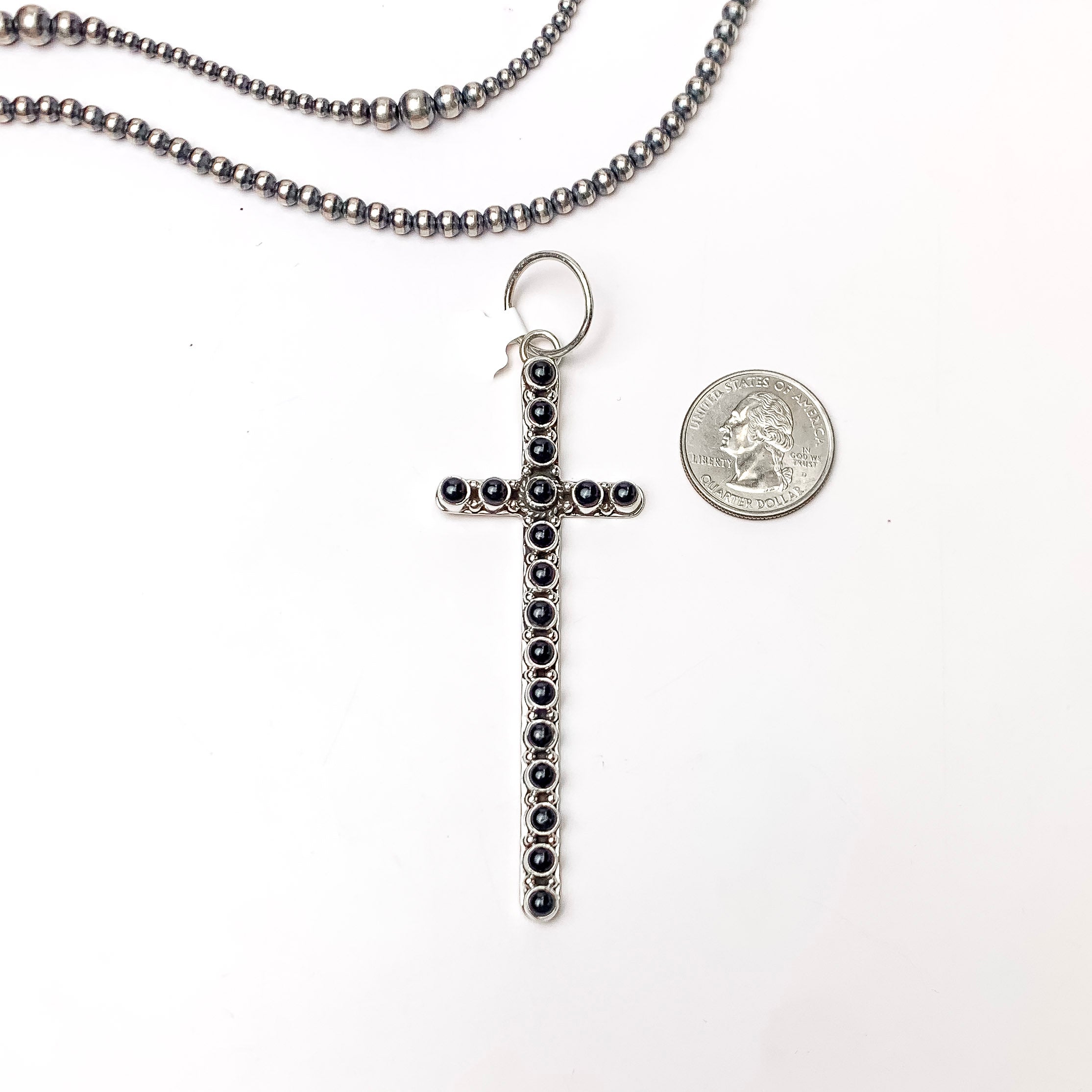 HaDa Collection | Sterling Silver Cross Pendant in Black Onyx - Giddy Up Glamour Boutique