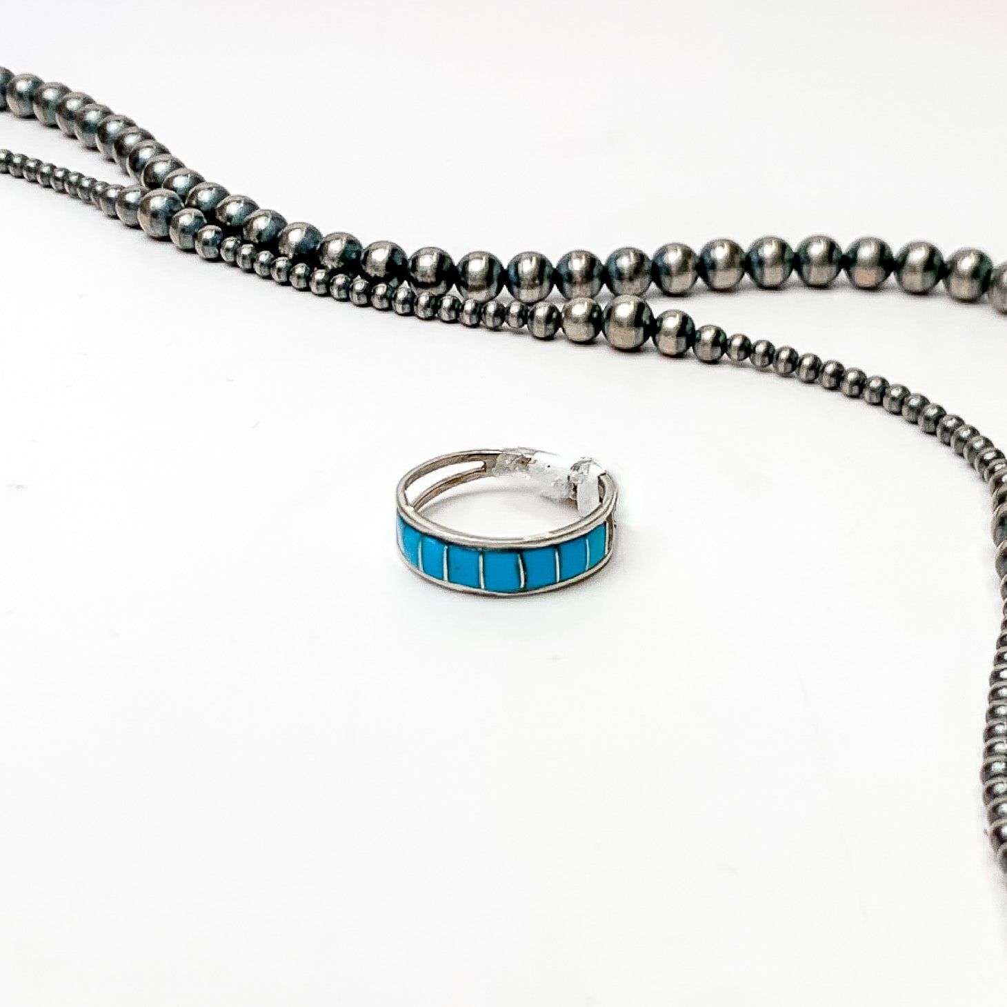 Various Artists | Navajo Handmade Sterling Silver Ring with Deep Blue Turquoise Inlay - Giddy Up Glamour Boutique