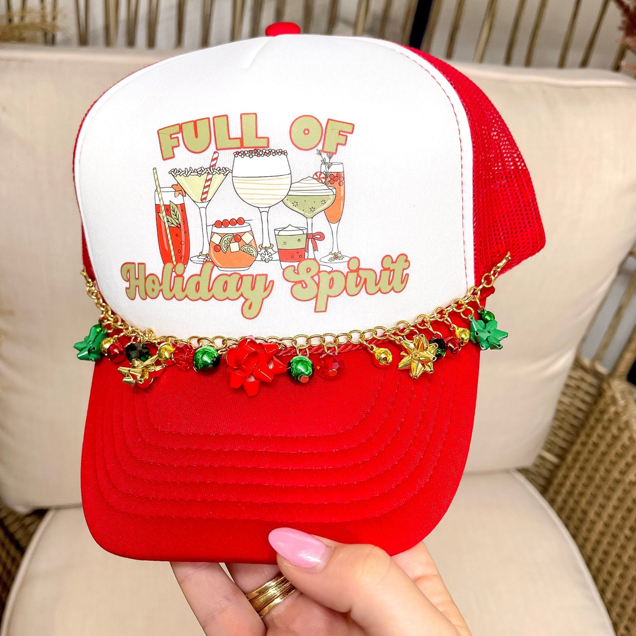 Trucker Hat Chain in Christmas Bows