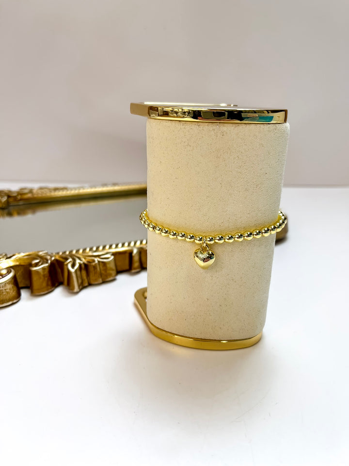 Coco's Beads and Co | The Hannah 4mm Heart Charm Bracelet in Gold