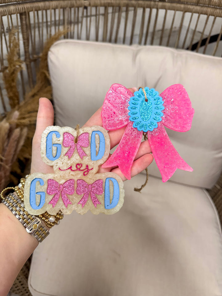 God is Good Pink Bow Car Freshie in Various Scents