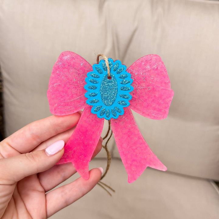 Hot Pink Bow with Squash Blossom Car Freshie in Various Scents