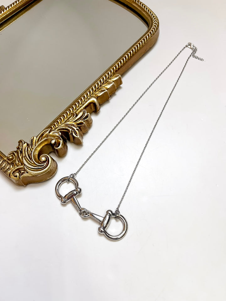Grace in the Gait Snaffle Bit Chain Necklace in Silver Tone