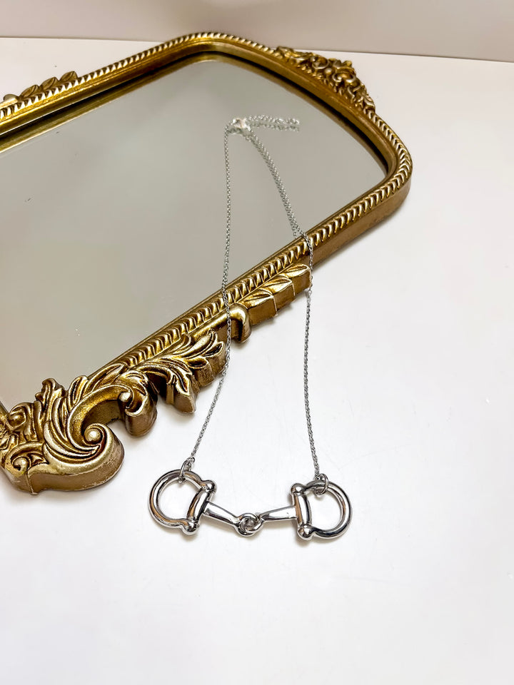 Grace in the Gait Snaffle Bit Chain Necklace in Silver Tone