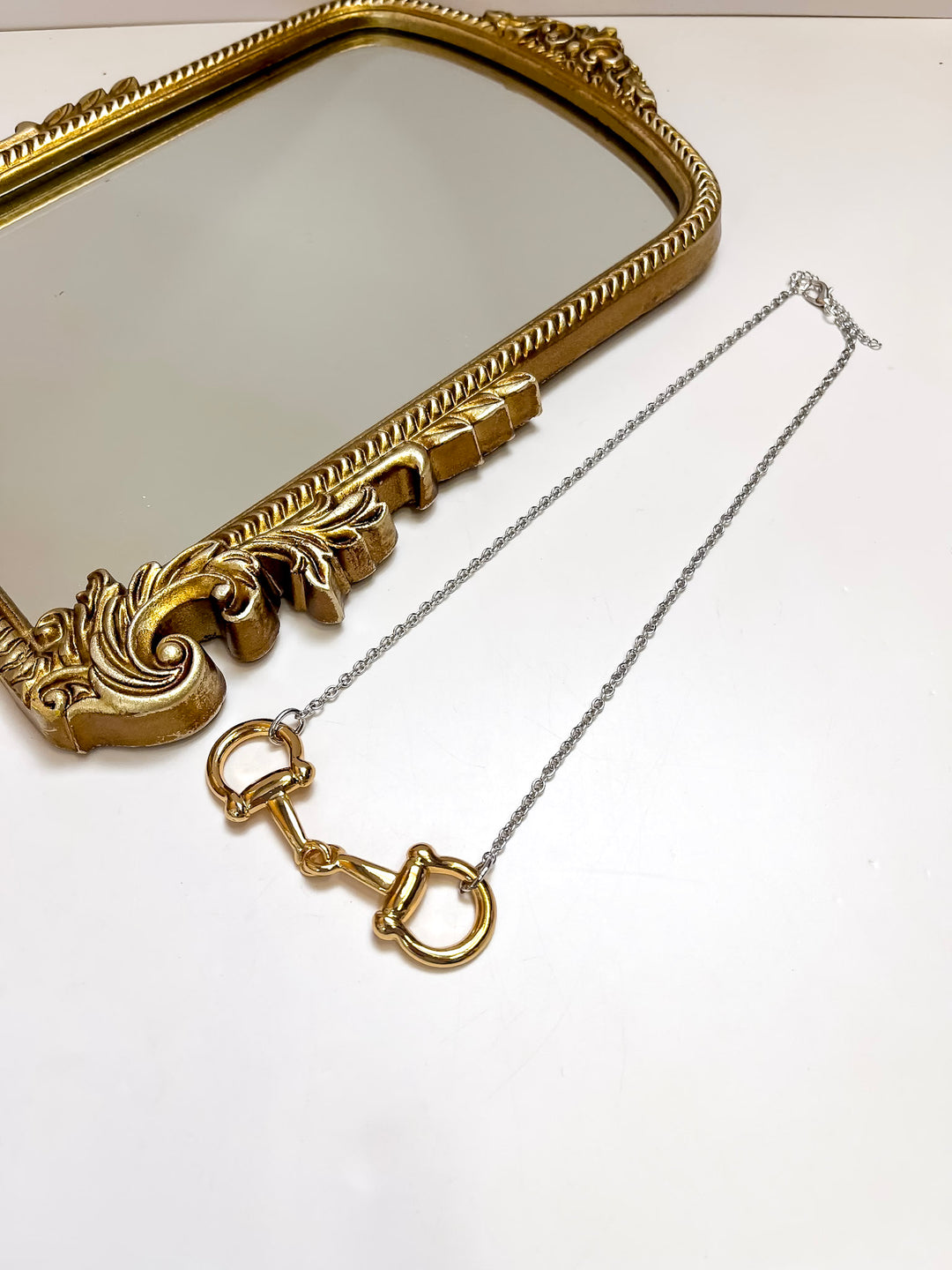 Grace in the Gait Snaffle Bit Chain Necklace in Gold Tone