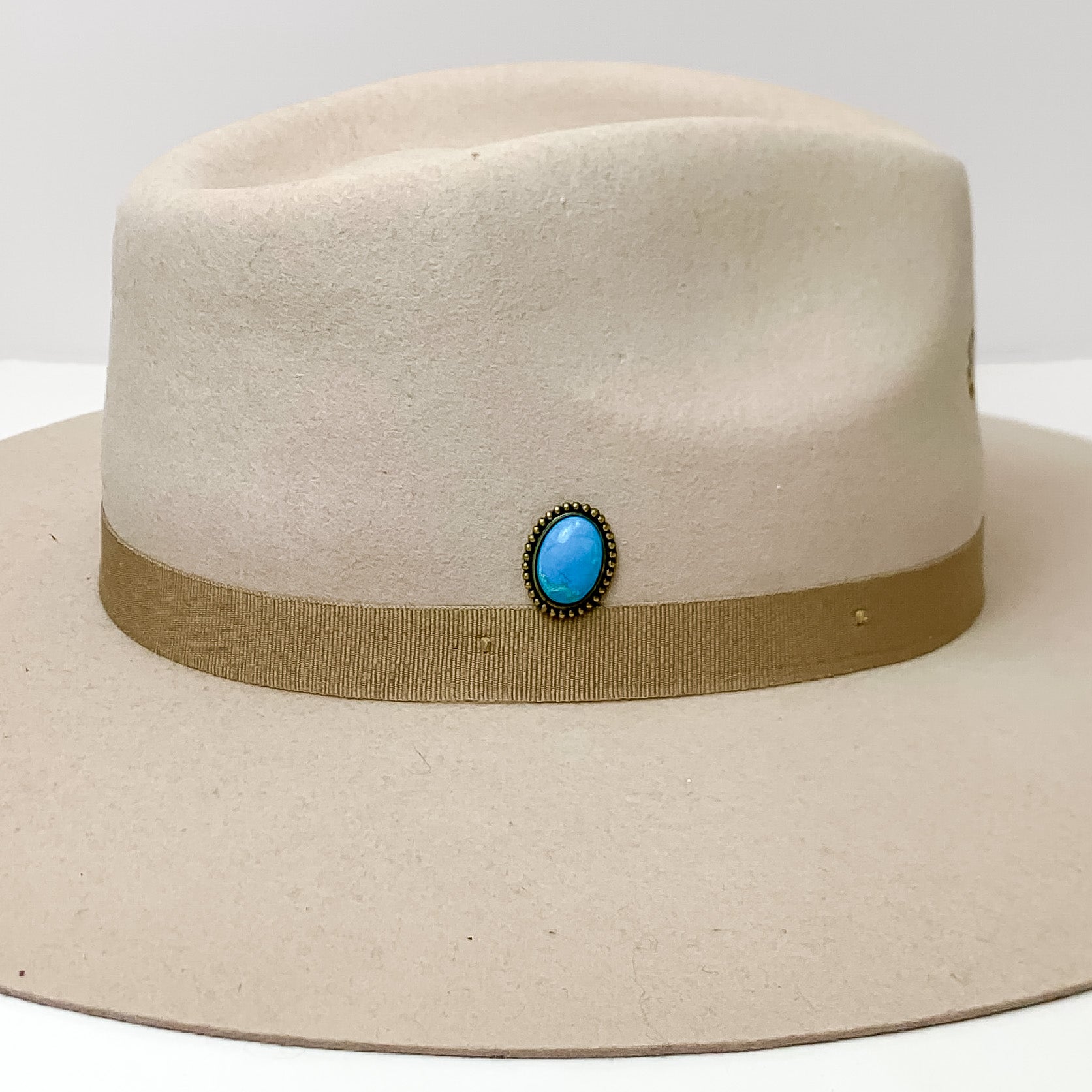 Pink Panache | Bronze Tone Oval Hat Pin with Turquoise Cabochon Stone