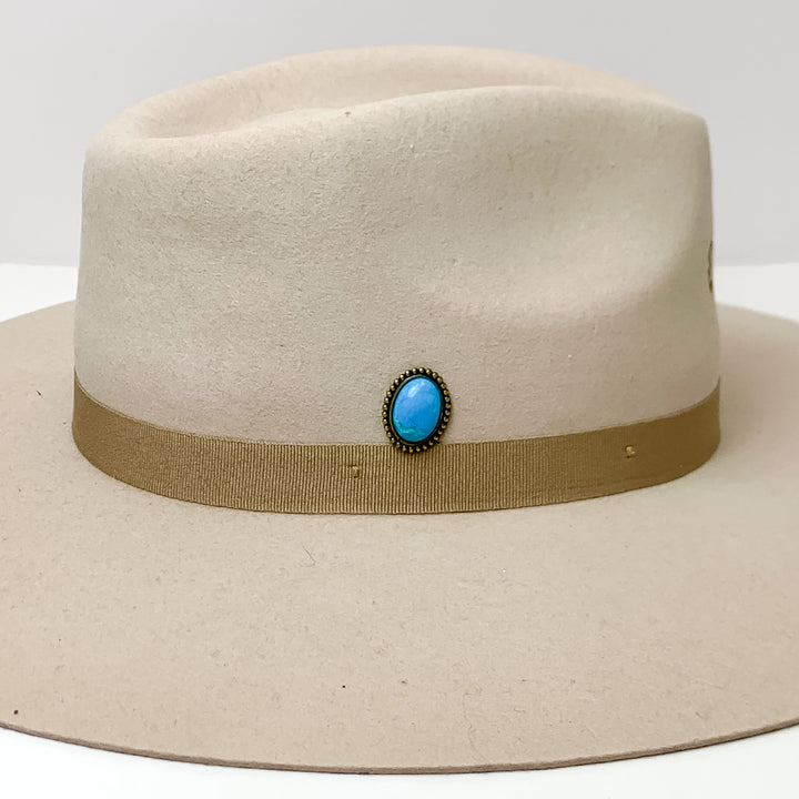 Pink Panache | Bronze Tone Oval Hat Pin with Turquoise Cabochon Stone - Giddy Up Glamour Boutique