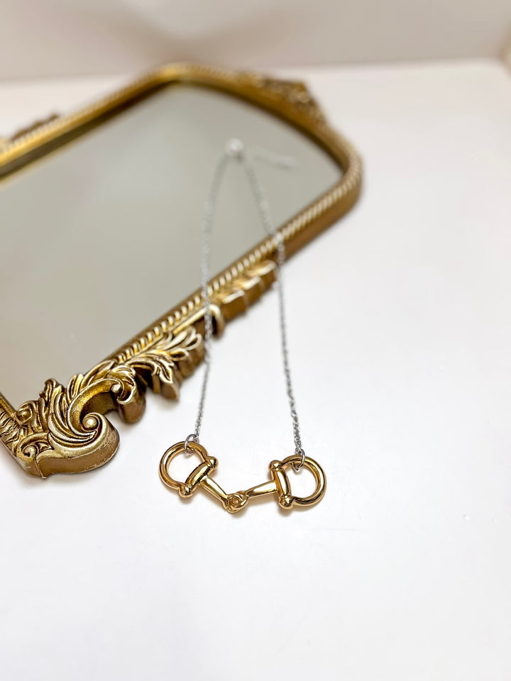 Grace in the Gait Snaffle Bit Chain Necklace in Gold Tone