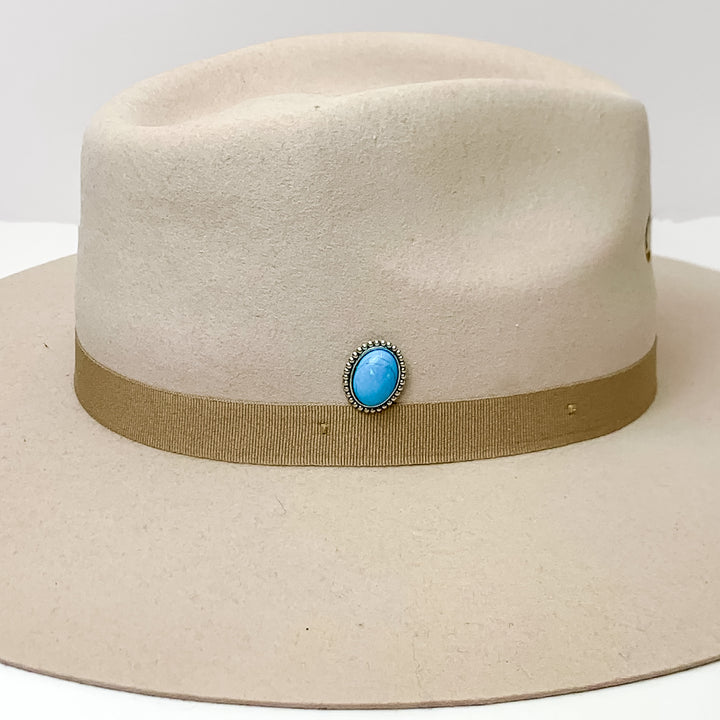 Pink Panache | Silver Tone Oval Hat Pin with Turquoise Cabochon Stone - Giddy Up Glamour Boutique