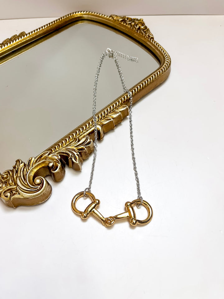 Grace in the Gait Snaffle Bit Chain Necklace in Gold Tone