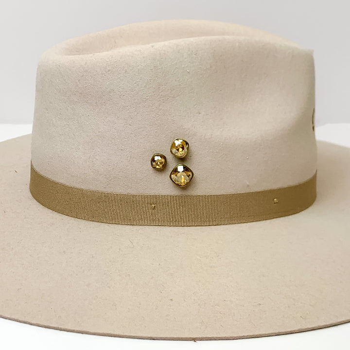Pink Panache | Set of Three | Bronze Tone 8mm, 10mm, and 12mm Hat Pins with Golden Shadow Cushion Cut Crystal - Giddy Up Glamour Boutique