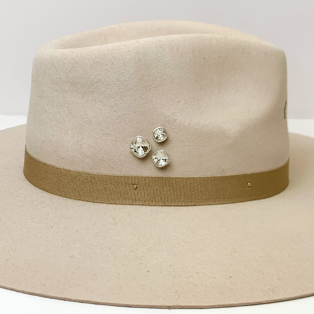 Pink Panache | Set of Three | Silver Tone 8mm, 10mm, and 12mm Hat Pins with Clear Cushion Cut Crystal - Giddy Up Glamour Boutique