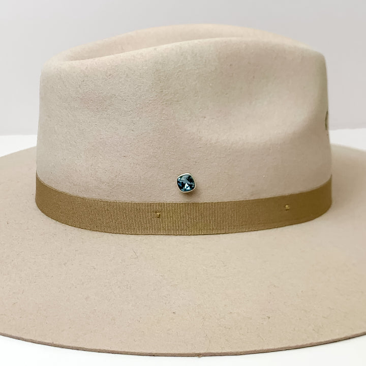 Pink Panache | Silver Tone 10mm Hat Pin with Denim Blue Cushion Cut Crystal - Giddy Up Glamour Boutique
