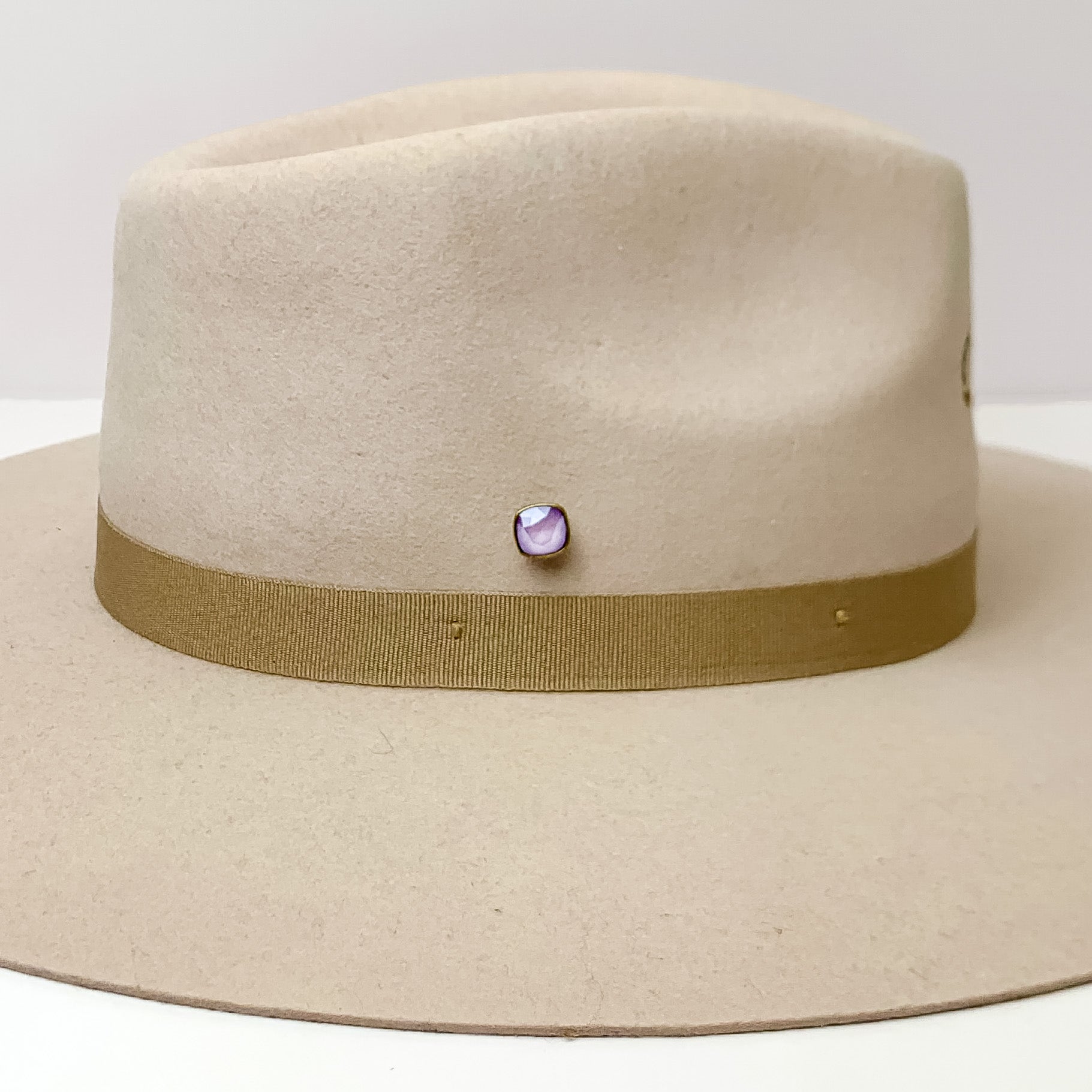 Pink Panache | Bronze Tone 10mm Hat Pin with Lilac Cushion Cut Crystal - Giddy Up Glamour Boutique