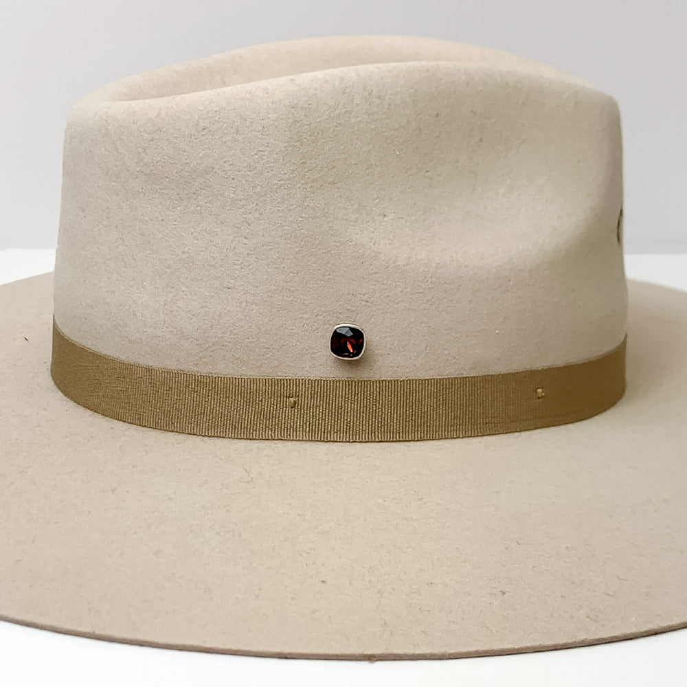 Pink Panache | Silver Tone 10mm Hat Pin with Maroon Cushion Cut Crystal - Giddy Up Glamour Boutique