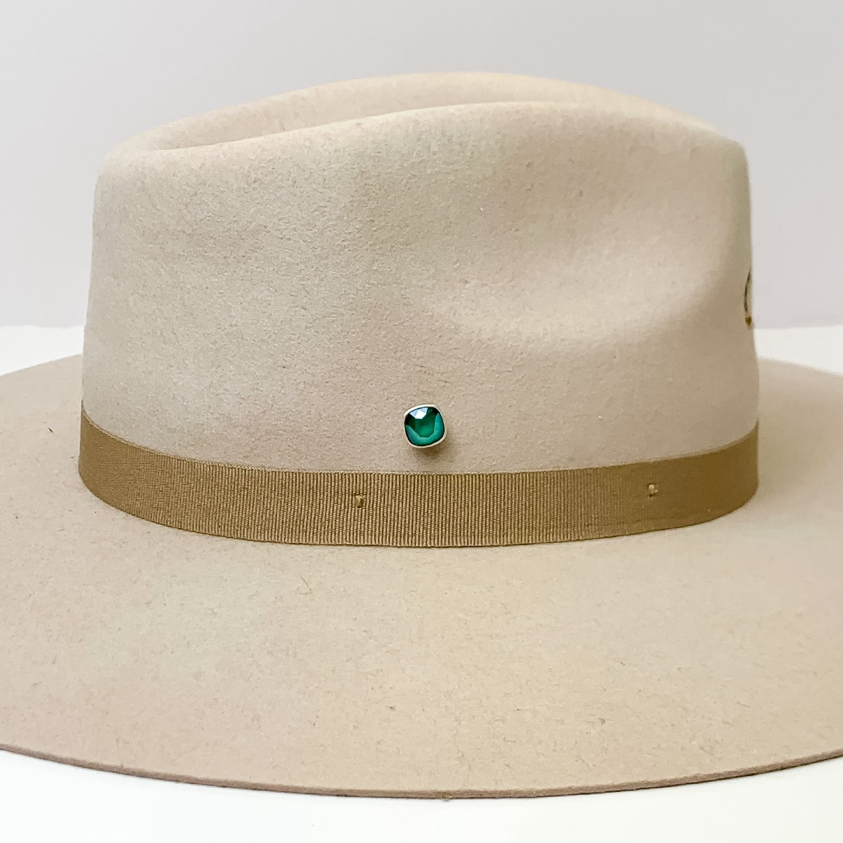 Pink Panache | Silver Tone 10mm Hat Pin with Royal Green Cushion Cut Crystal - Giddy Up Glamour Boutique