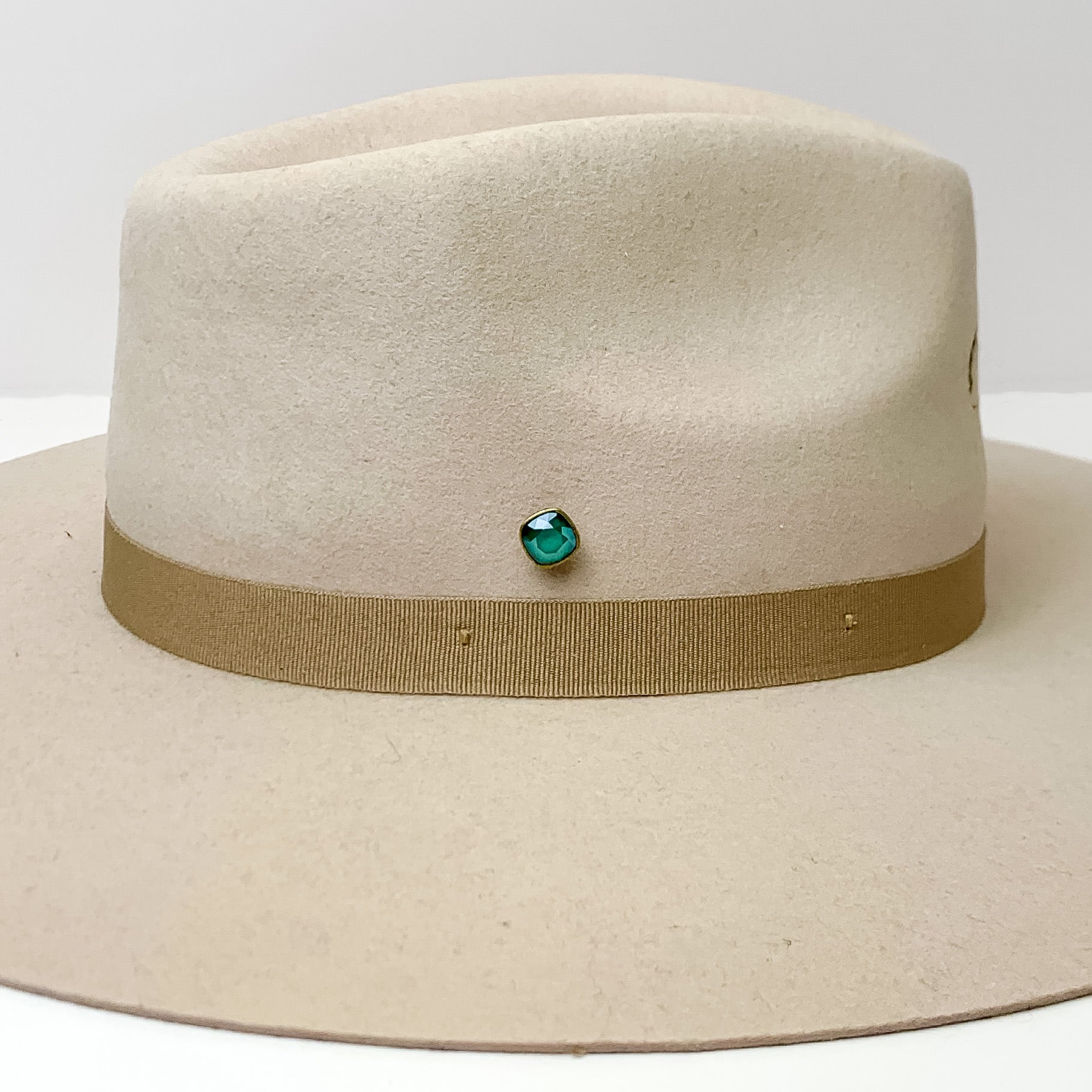 Pink Panache | Bronze Tone 10mm Hat Pin with Royal Green Cushion Cut Crystal
